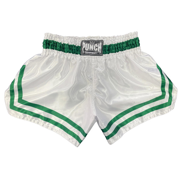 Punch Siam Muay Thai Shorts (White/Green) - back