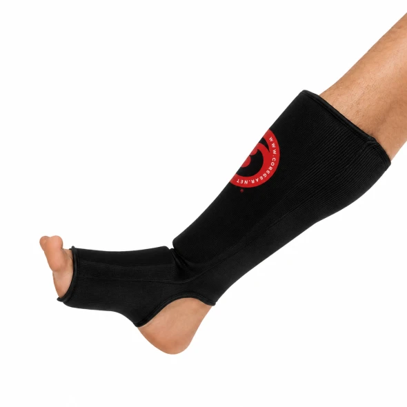 core cotton shin and instep black side profile