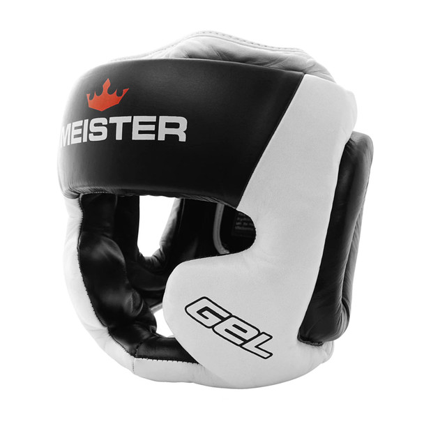 Meister Gel Full-Face Leather Training Head Guard - White/Black/Red