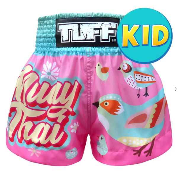 TUFF Kids Pastel Birds Muay Thai Shorts