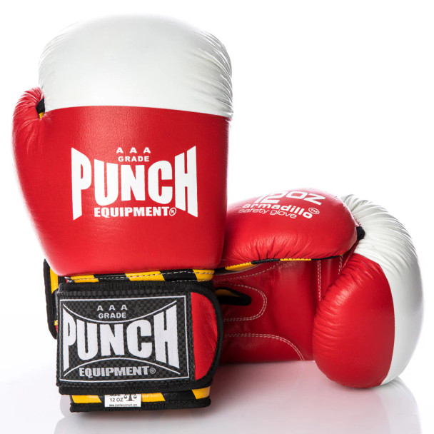 Punch Armadillo "Safety" Leather Boxing Gloves (Red )