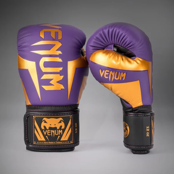 Venum Elite Boxing Gloves (Gold/Purple)