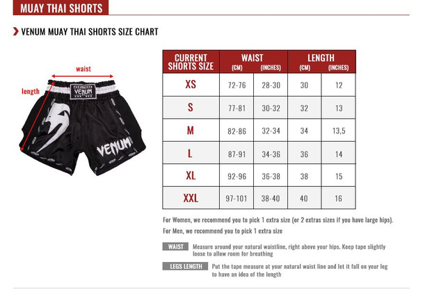 Venum Giant Muay Thai Shorts Sizing