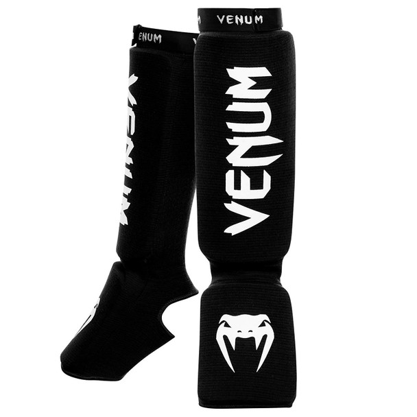 Venum Kontact Shin and Instep - Black with white logo
