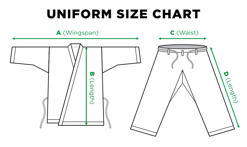 aikido gi size chart