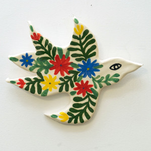 Jess Laub Ceramic Bird with flowers