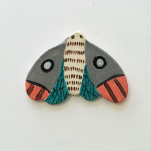 Jess Laub Ceramic Moth with grey wings
