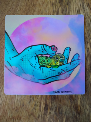 "Budgie in the Hand" Sticker