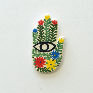 Jess Laub Ceramic Hand with eye and flowers