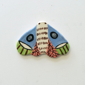 Jess Laub Ceramic Moth with blue wings