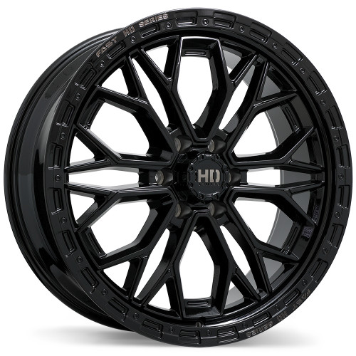 Fast HD Muramasa • 22x9.0 • 6x139.7mm • CB78 • +26 • Gloss Black with Grey Milling