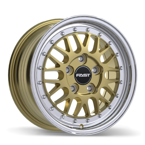 Fast Wheels FR01 • 15x7.0 • 5x100mm • CB72.6 • +40 • Gloss Gold with Machined Lip
