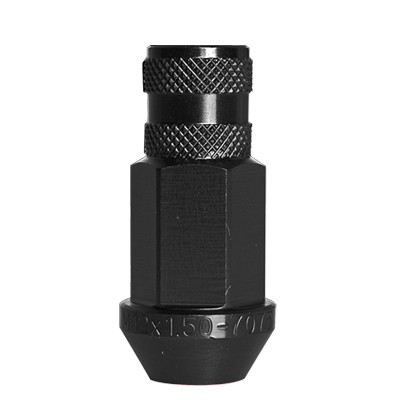 Acorn Knurl Matte Black Nut 1PC 60° Bulge Seat-12x1.50mm-19mm Hex