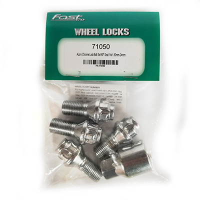 Acorn Chrome Lock Bolt Set 60° Bulge Seat-14x1.50mm-24mm Shank-17/19mm Hex (PKG/4)