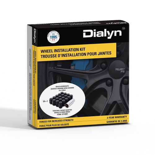 Kit 20x Acorn Satin Black Nut 60° Bulge-12x1.25mm-21mm Hex with Thin Wall Socket Adapter