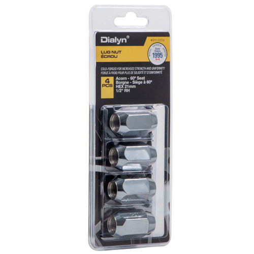 Acorn Chrome Packaged Nut 60° Seat-1/2" RH-21mm Hex (PKG/4)