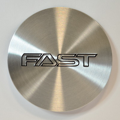 Machine Emblem With Black Outline (FAST) Logo - Flat