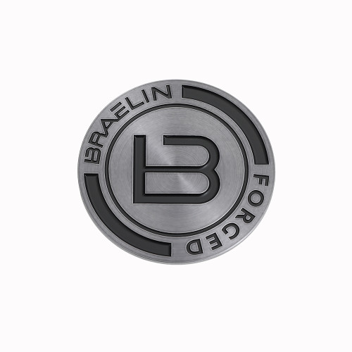 Matte Carbon Grey Metal Emblem with Black Logo- Flat