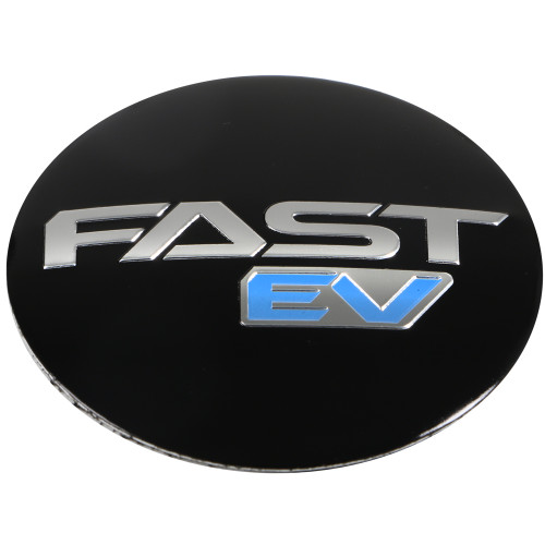 Black Emblem With Brushed Aluminum (FAST)- Blue (EV) Logo - Dome