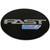 Black Emblem With Brushed Aluminum (FAST)- Blue (EV) Logo - Flat