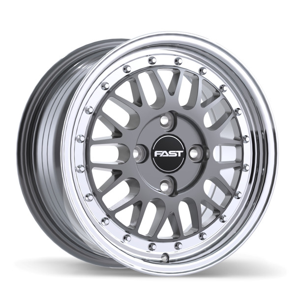 Fast Wheels FR01 • 15x7.0 • 4x108mm • CB72.6 • +25 • Gloss Gunmetal with Machined Lip