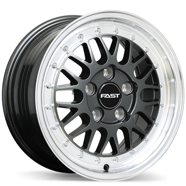 Fast Wheels FR01 • 15x7.0 • 5x112mm • CB72.6 • +40 • Gloss Gunmetal with Machined Lip