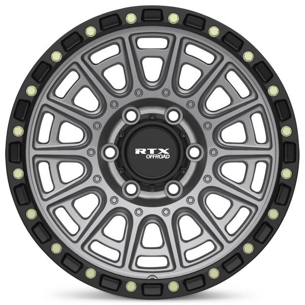 RTX® (Offroad) • 178603 • Striker • Matte Gunmetal with Black Lip and Milled Rivets • 17x8.5 6x139.7 CB106.1