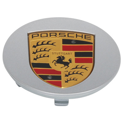 OEM Porsche Cap- Silver With Colored Crest (Big)