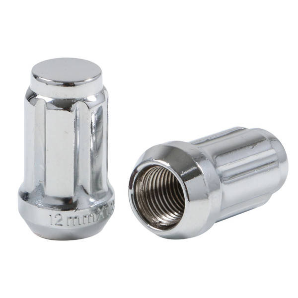 6 Spline Chrome Nut 2PC 60° Seat-12x1.25mm-17/19/21mm Hex-Premium
