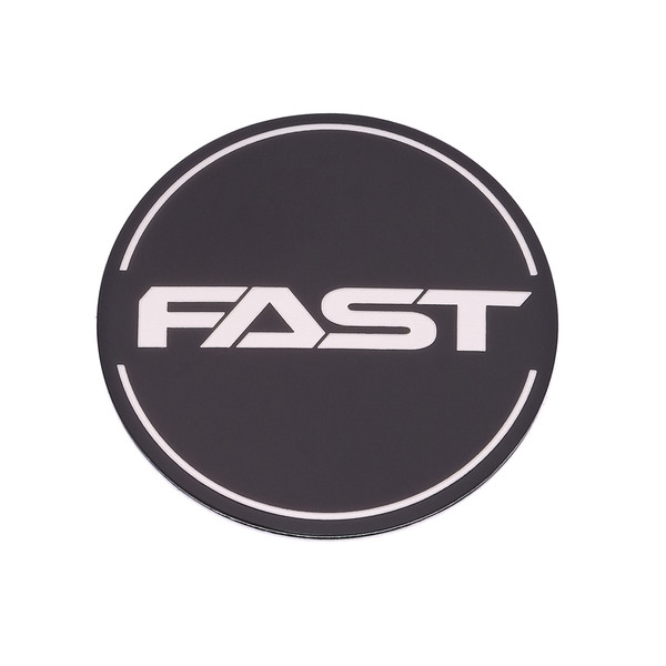 Black Emblem With Brushed Aluminum (FAST) Stroke Logo - Flat