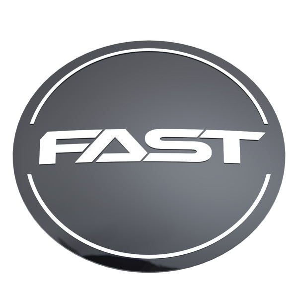 Black Emblem With Brushed Aluminum (FAST) Stroke Logo - Dome