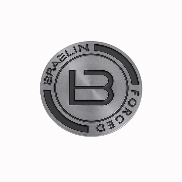 Matte Carbon Grey Metal Emblem with Black Logo- Flat