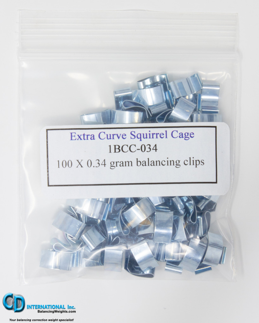 0.34 gram Extra Tight Curve Squirrel Cage Balancing Clips 100 pack