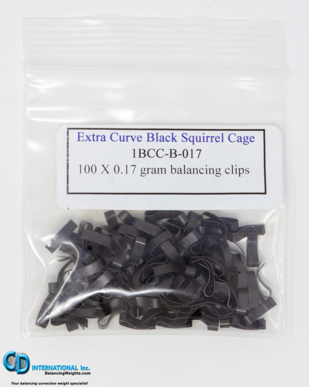 0.17 gram Extra Tight Curve Black Squirrel Cage Balancing Clips