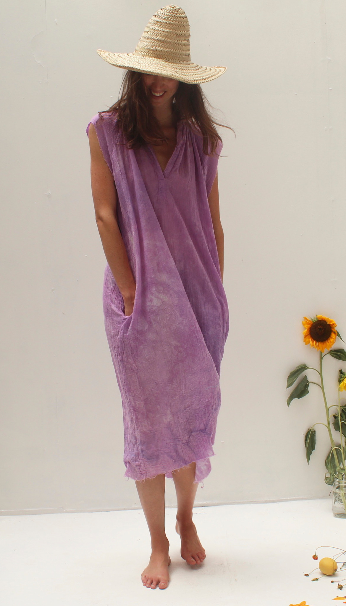LILAC WASH GAUZE MUSCLE PEASANT DRESS - LOVE TANJANE LILAC WASH GAUZE MUSCLE PEASANT DRESS - LOVE TANJANE