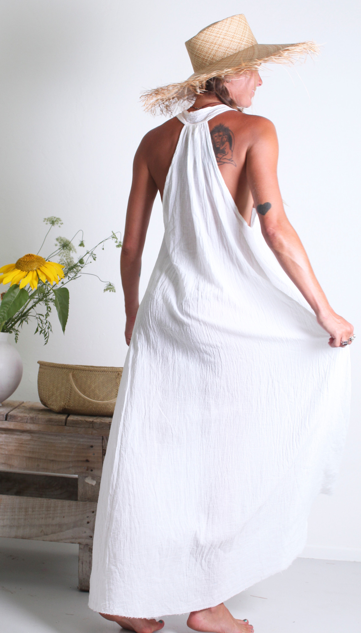 white gauze beach dress Women's White Gauze Maxi Dress