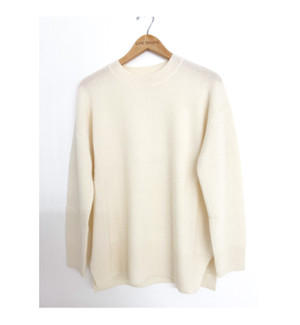 100% CASHMERE HEAVYWEIGHT BOYFRIEND SWEATER NATURAL