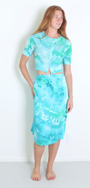 100% SILK MIDI SKIRT WATER NYMPH