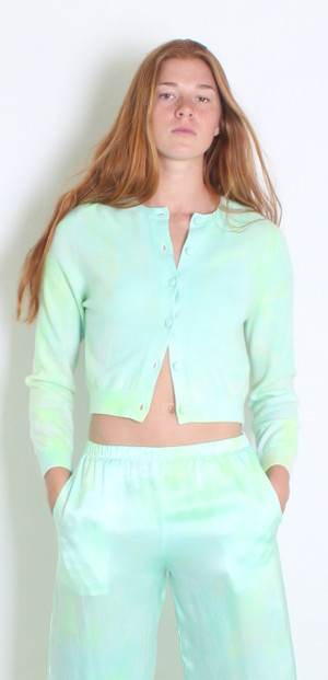 100% CASHMERE CELINE CARDIGAN HOLY BASIL