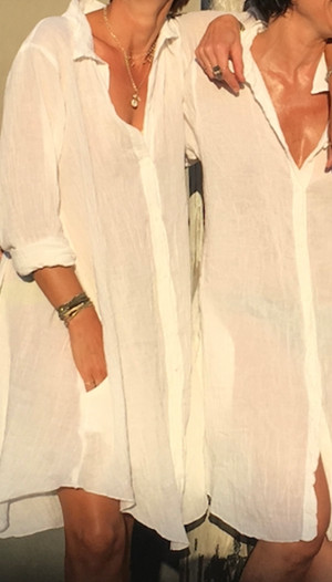 GAUZE BUTTON SHIRT DRESS WHITE