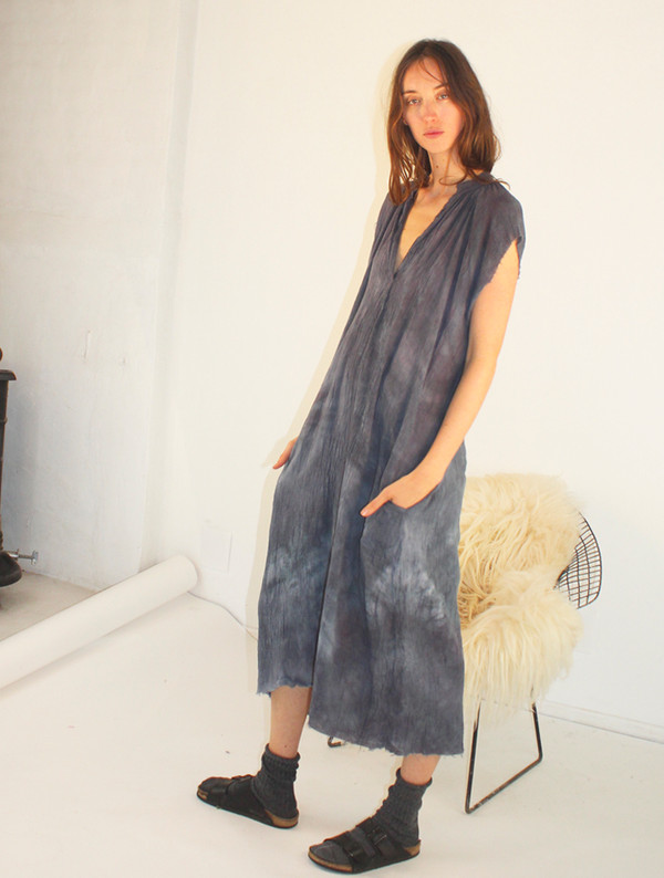 STORM WASH GAUZE MUSCLE PEASANT DRESS