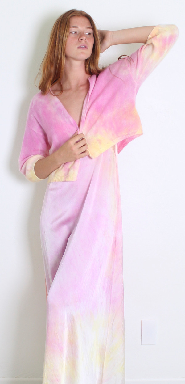 100% CASHMERE MINI CARDI ROSE SAND