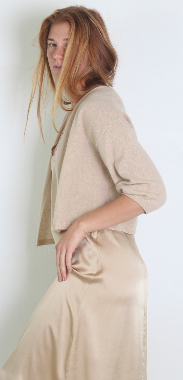 100% CASHMERE MINI CARDI SOLID COCOON