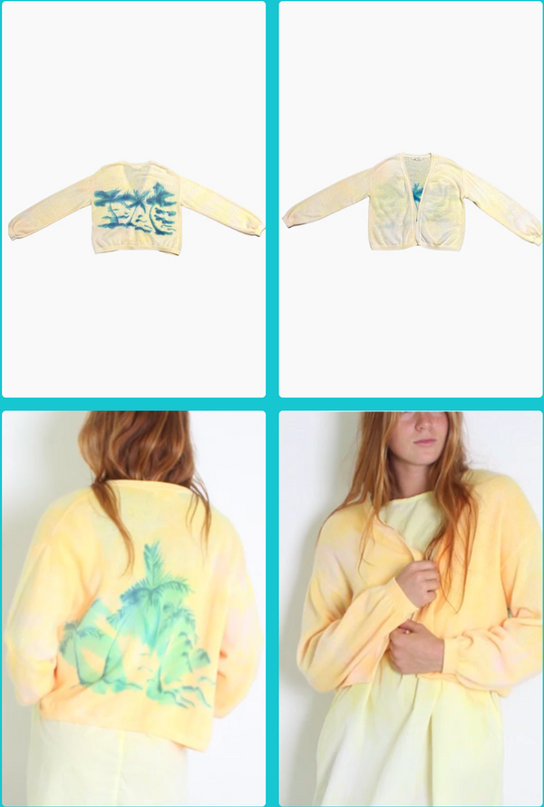 HAN PAINTED 100% CASHMERE PERFECT CARDI PALM