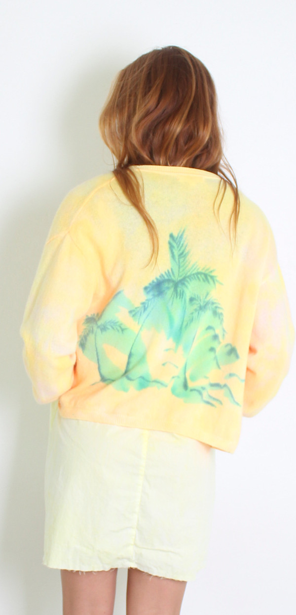 HAN PAINTED 100% CASHMERE PERFECT CARDI PALM
