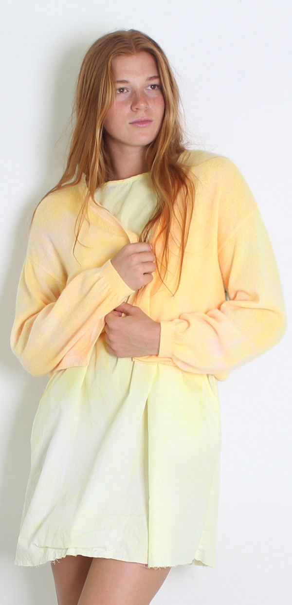 HAN PAINTED 100% CASHMERE PERFECT CARDI PALM