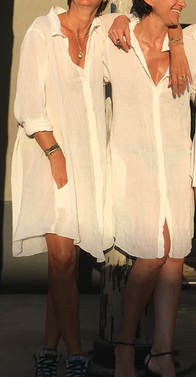 GAUZE BUTTON SHIRT DRESS WHITE