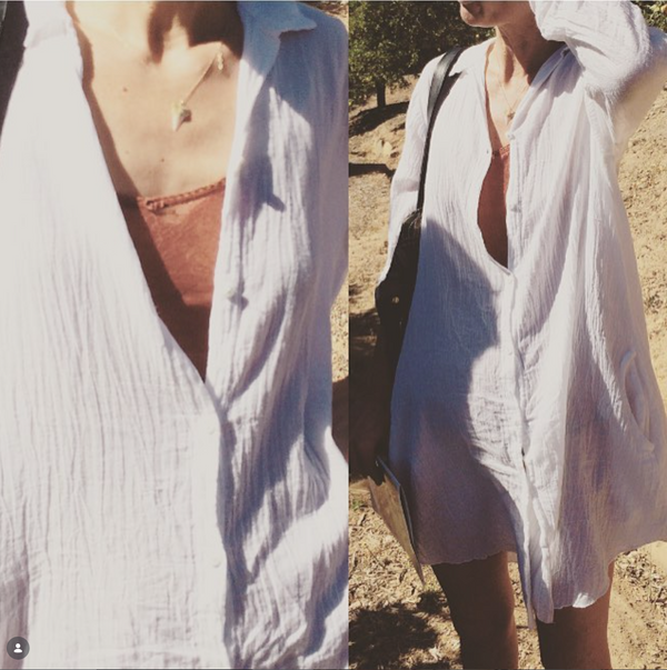 GAUZE BUTTON SHIRT DRESS WHITE