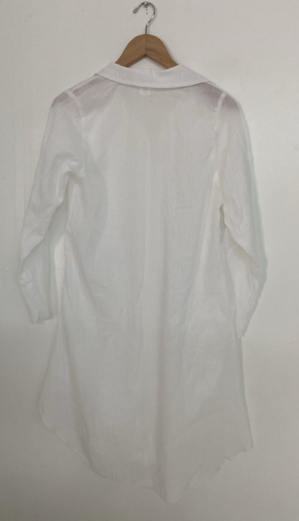 GAUZE BUTTON SHIRT DRESS WHITE