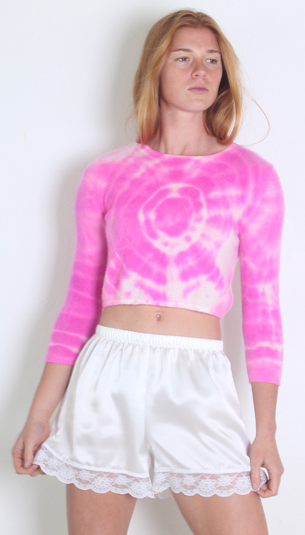  100% CASHMERE CROPPED PETIT PULL PINK SUN